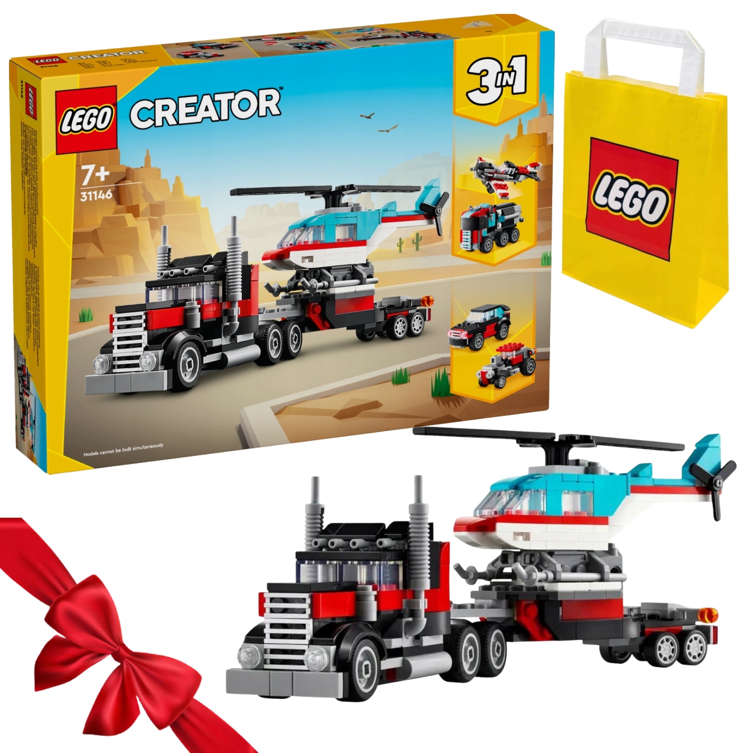 Zestaw Lego Creator 3 W 1 31146 Ciężarówka Z Platformą I Helikopterem