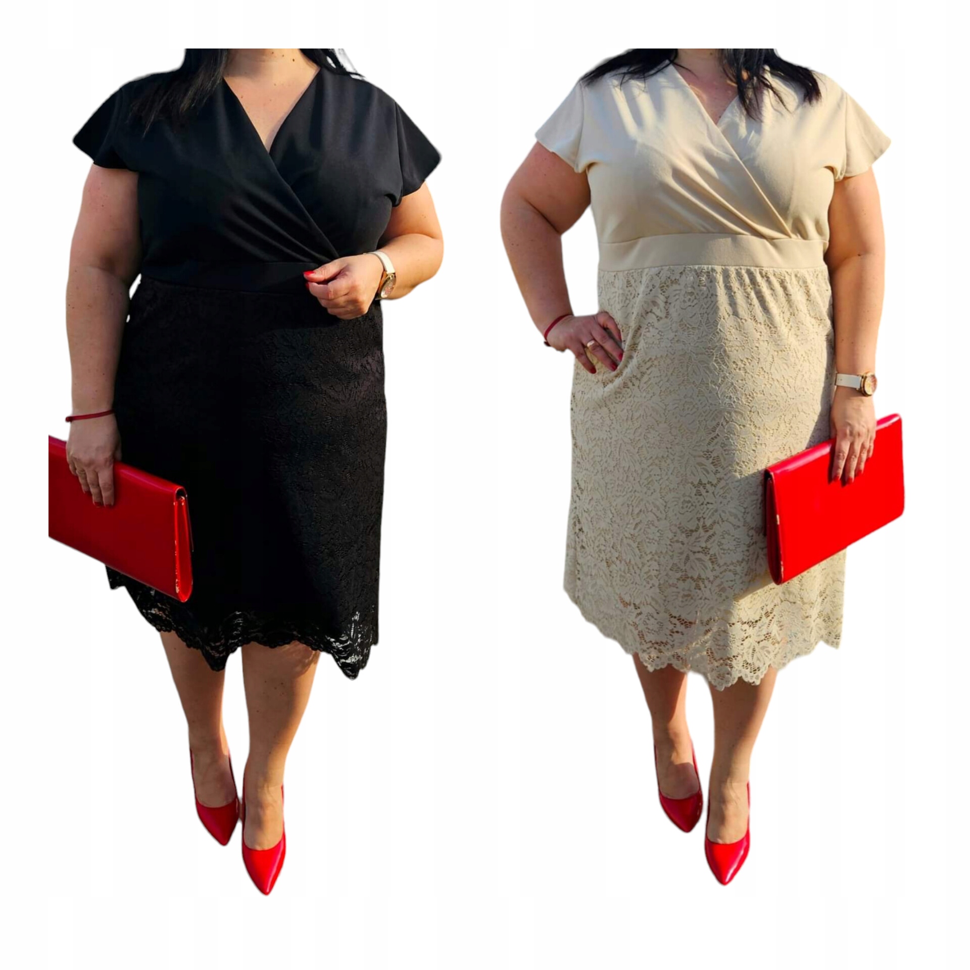 Sukienka wizytowa z koronką plus size kolory r. 50, 52, 54 wesele, komunia Kolor wielokolorowy