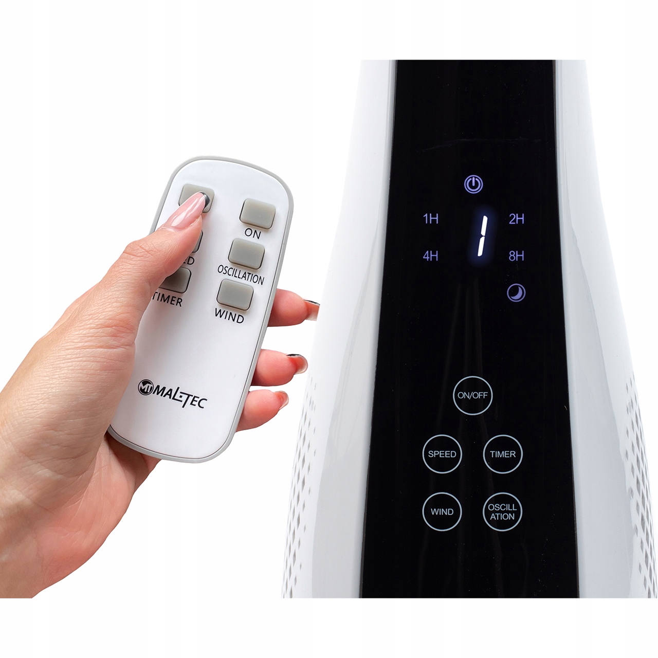 WENTYLATOR STOJĄCY WIATRAK KOLUMNOWY PODŁOGOWY TIMER OSCYLACJA MOCNY Wysokość całkowita 112 cm