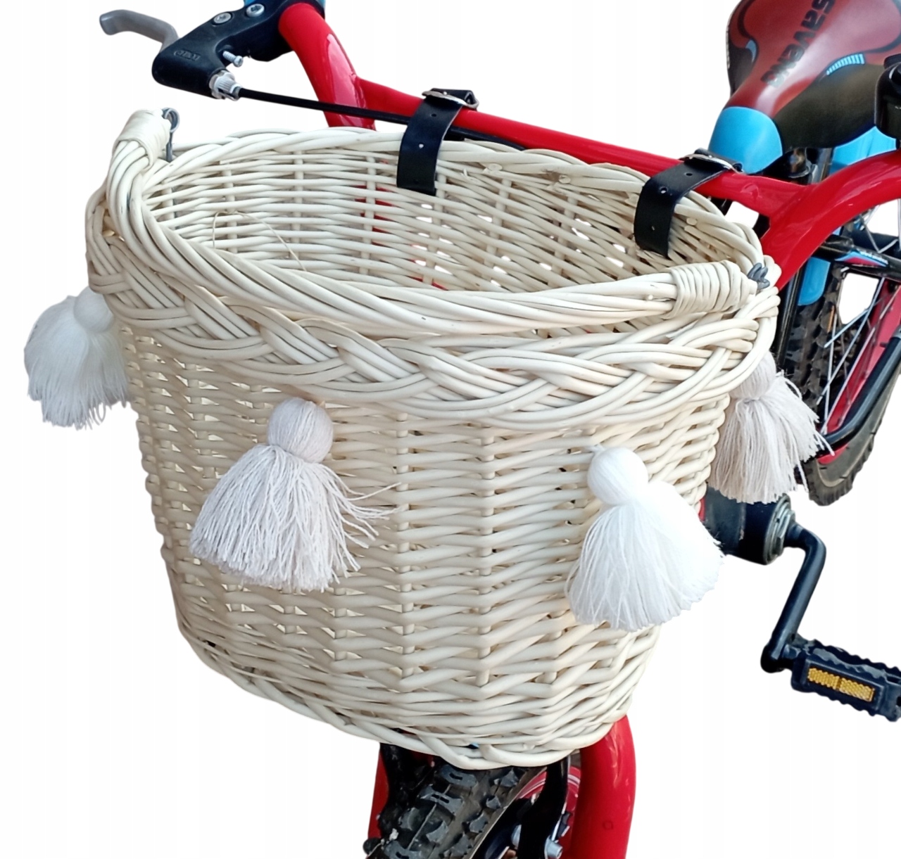 Wiklinowy koszyk na rower Dziecięcy Ecru kosz rowerowy dla Dzieci