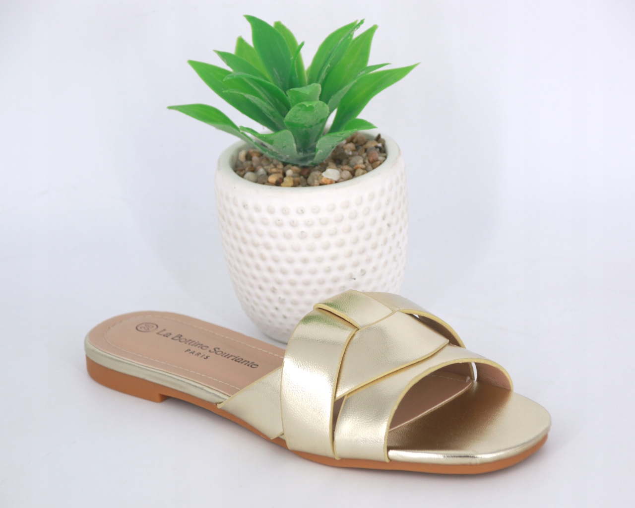 ZŁOTE LETNIE KLAPKI DAMSKIE EKO SKÓRA BUTY NISKI OBCAS WYGODNE 40 Materiał zewnętrzny skóra ekologiczna