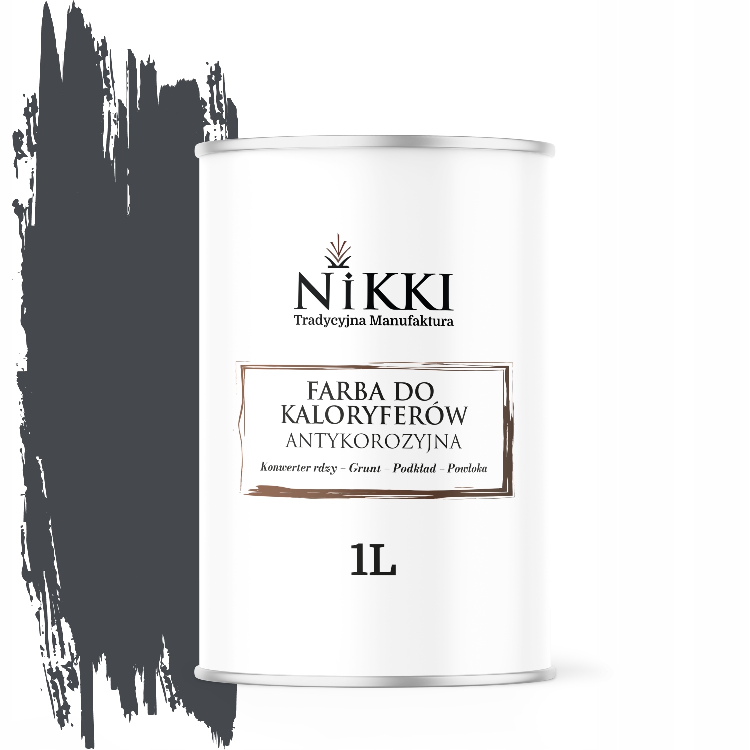 Farba do Grzejników Antykorozyjna Odporna 1L Mat Grafitowy RAL7024 3w1