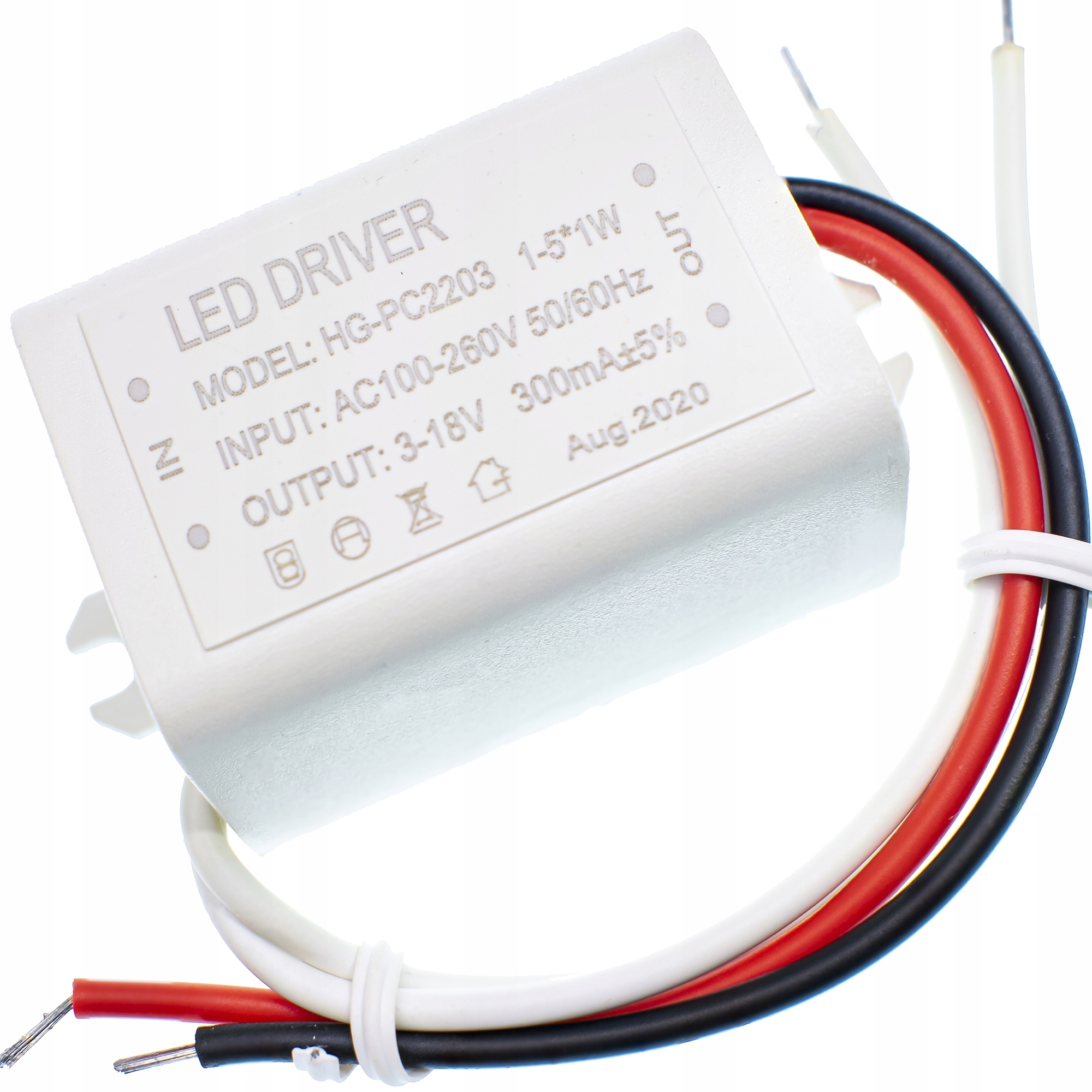 ZASILACZ LED DRIVER stałoprądowy | 1 - 5W | 3 - 18V DC | 300mA