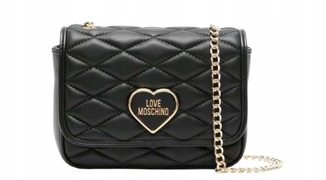 Love Moschino Černá Pikovaná Psaníčko Se Zlatým Srdcem 18 x 14 x 6 cm Y9B