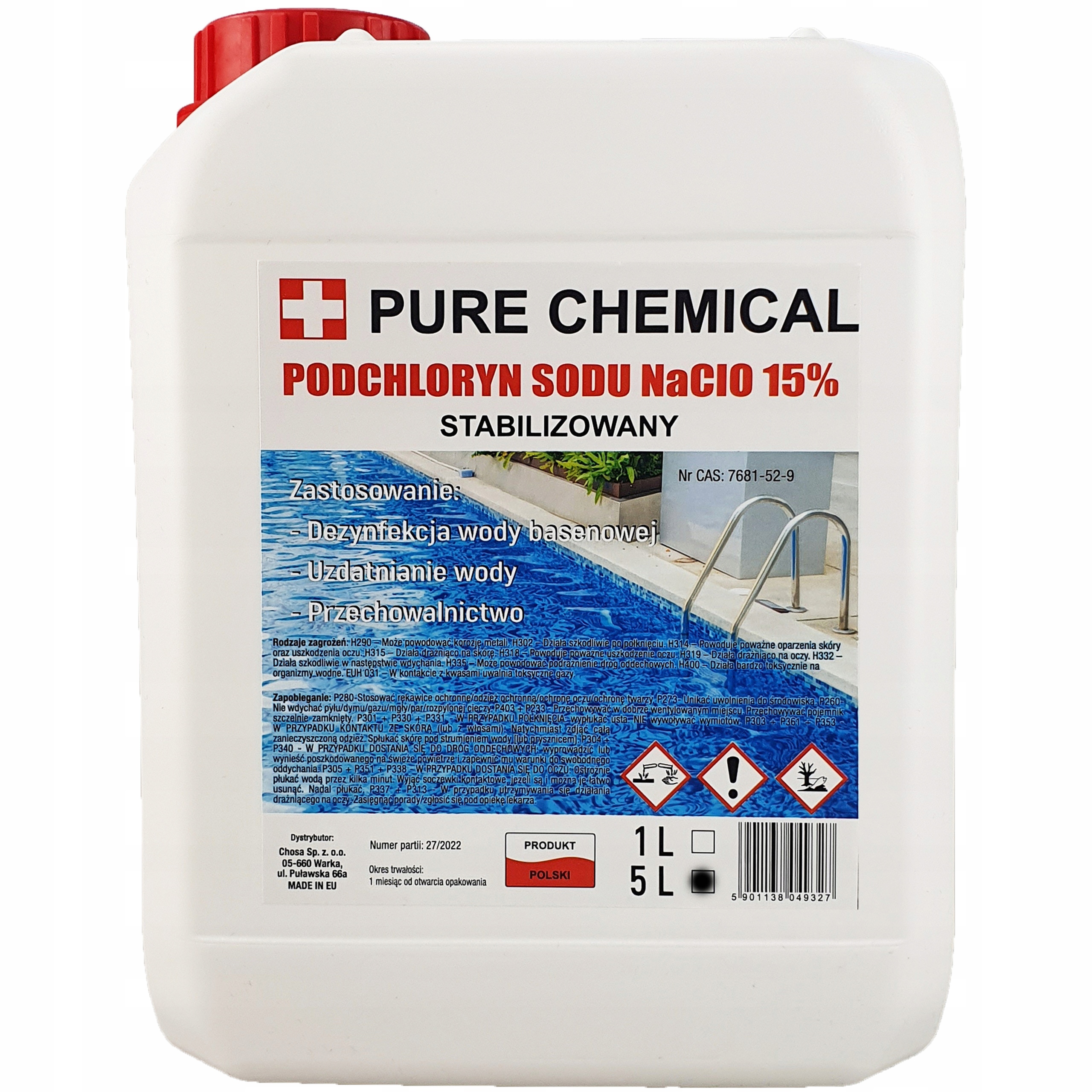 

Podchloryn Sodu 15% Chlor W Płynie Do Basenu 5L