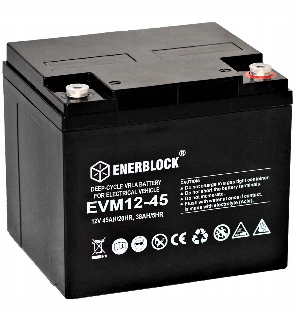 Akumulátor Agm Zesílený 12V 45Ah Enerblock Pro Cyklický Provoz