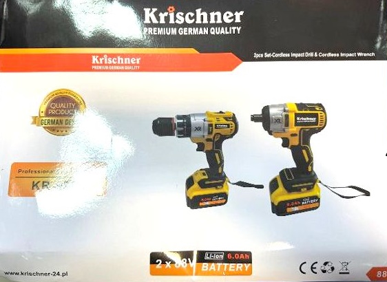 Sada Aku Vrtačka Úderový Klíč 2XAKU 88W Krischner KR-9968