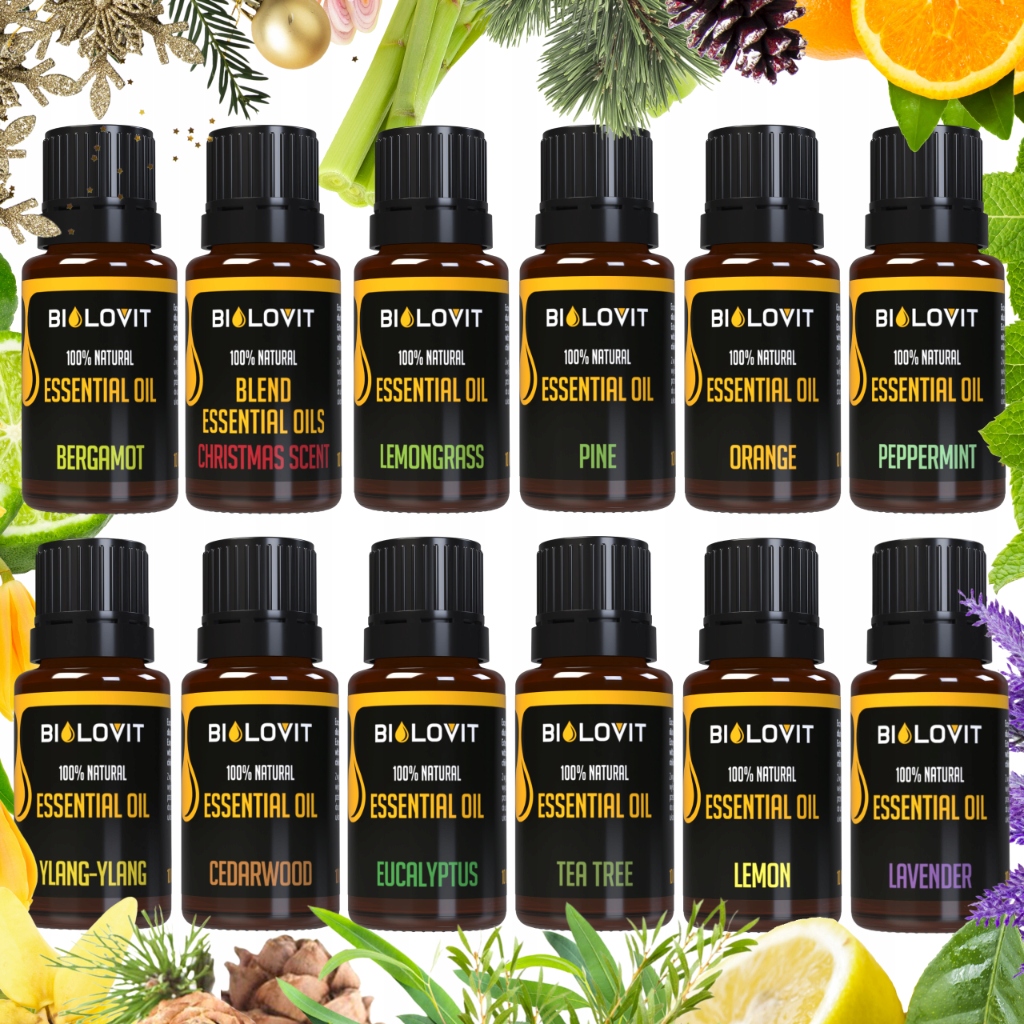 Zestaw Olejków Premium 12x10ml do Aromaterapii Nawilżacza Sauny Kąpieli