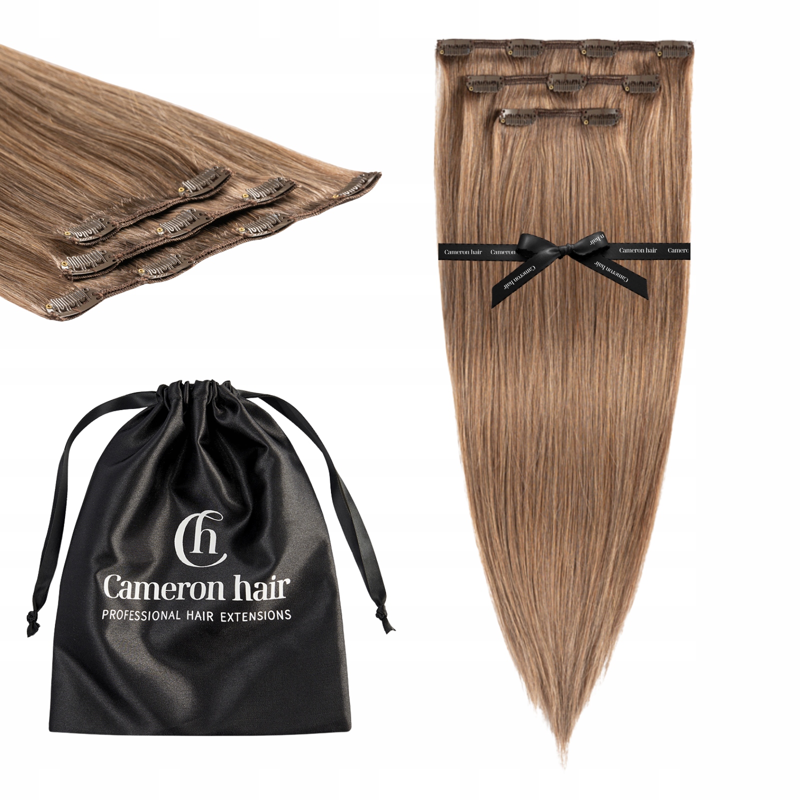 Přírodní vlasy Clip In 53 cm 3 pásky 60 g #5a Mrazivý lanýž hnědý dopňky