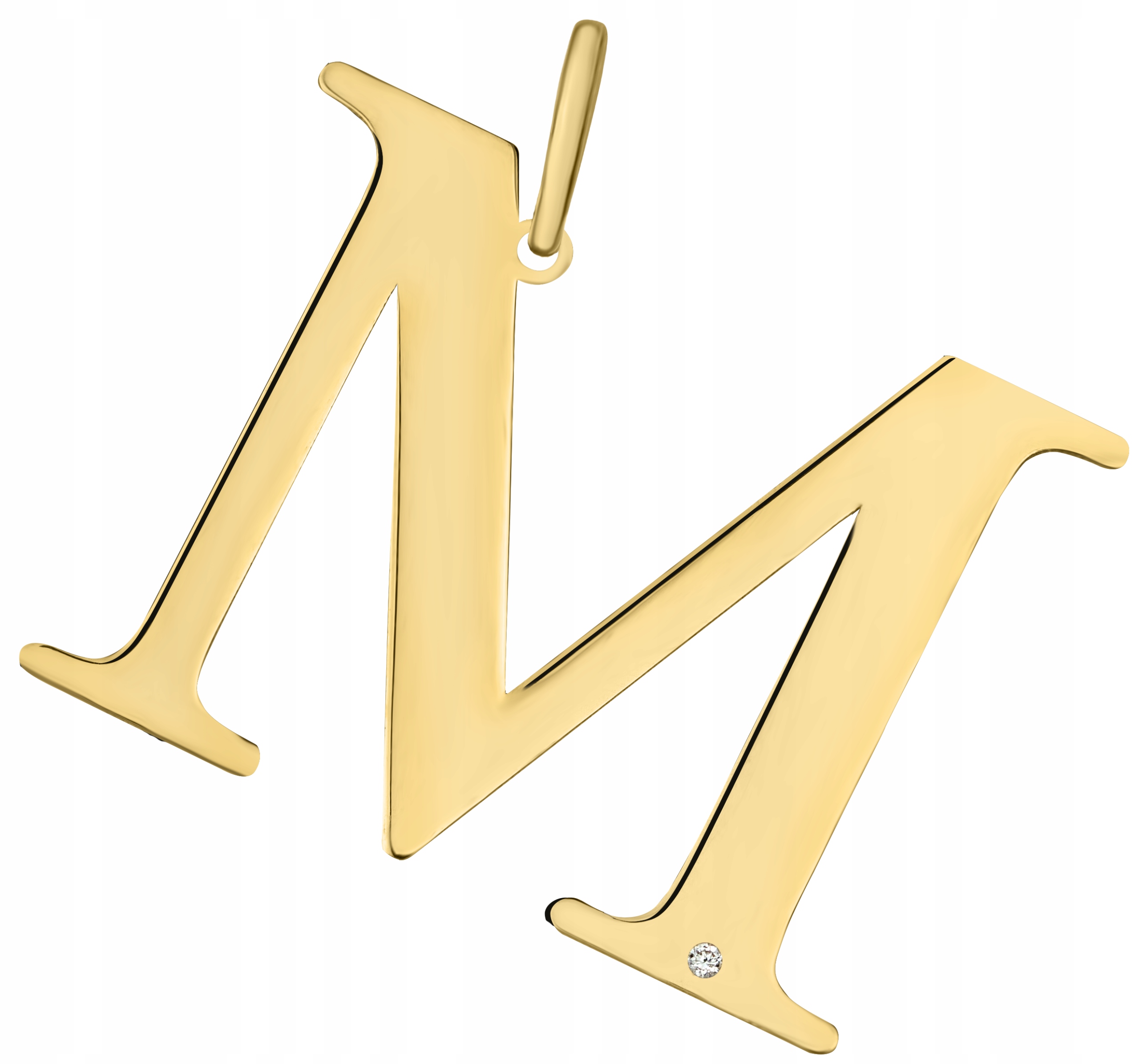 Zlatý Přívěsek Velké Písmeno 'M' S Briliantem Gravírování