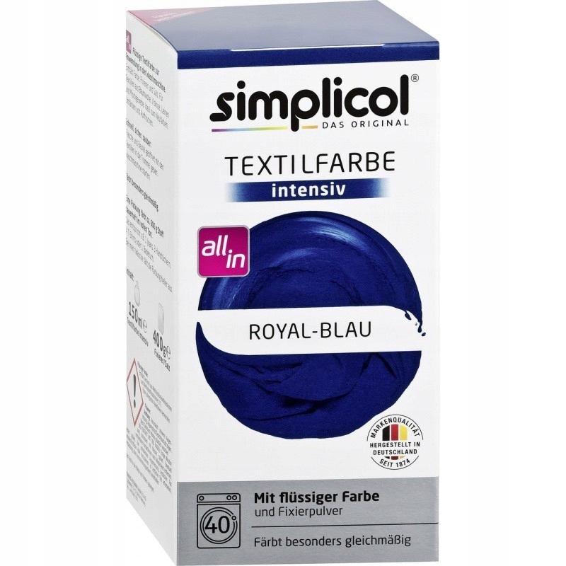 

Simplicol, Trwała farba do tkanin, niebieski kobal
