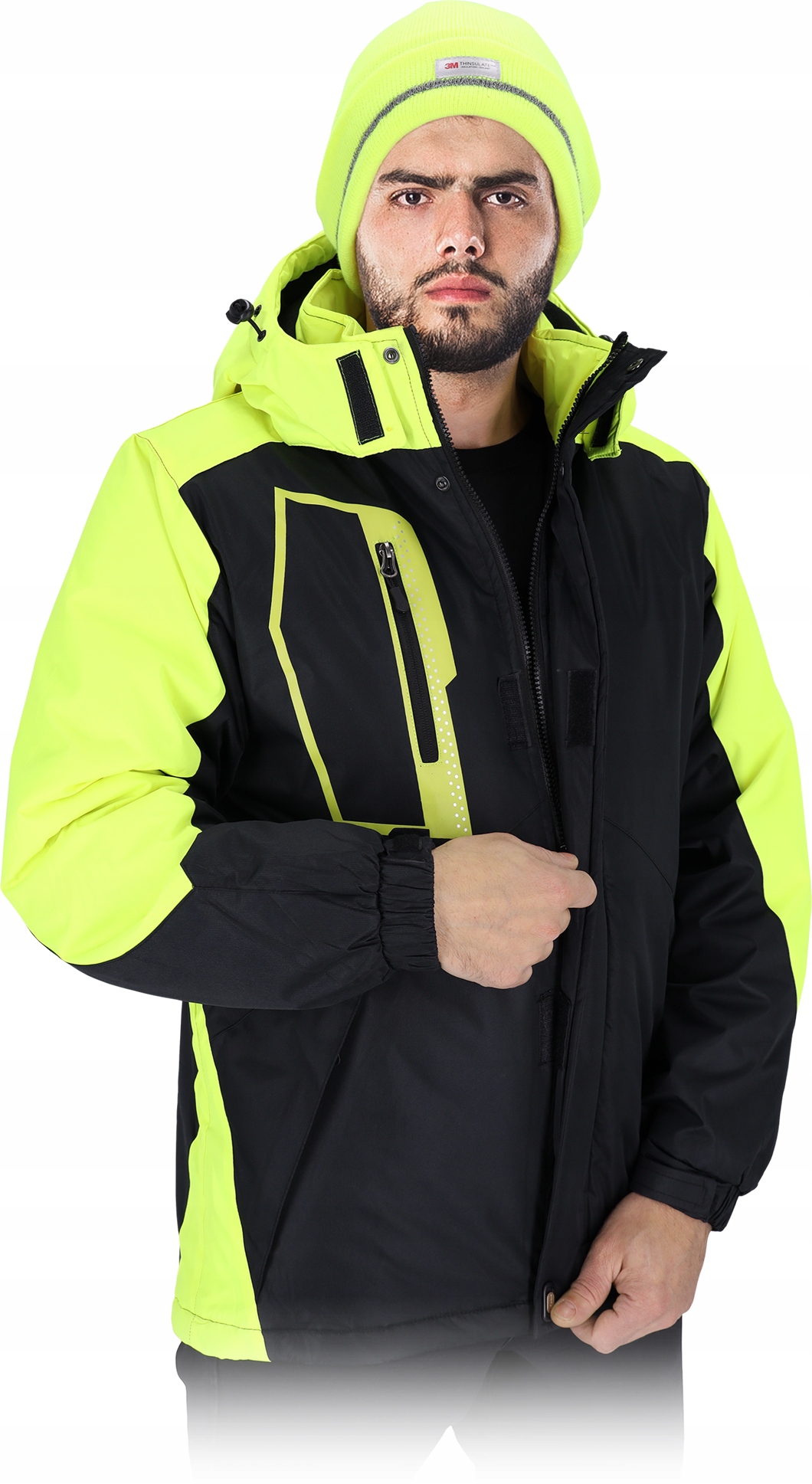 Zimní Bunda Pánská zateplená fleecem s kapucí a reflexními prvky Holm By vel. 3XL