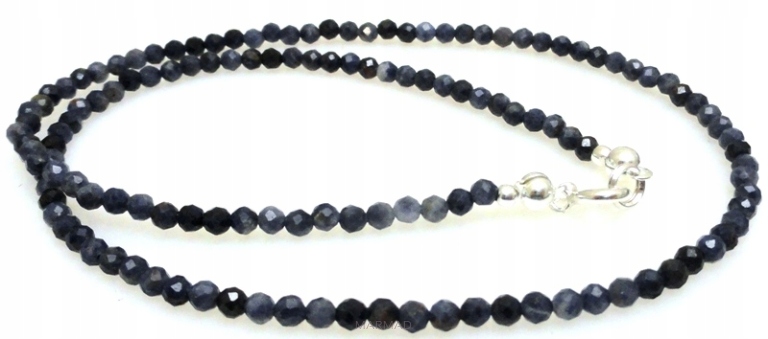 Fasetovaný safírový náhrdelník s kuličkou 3 mm stříbro 925