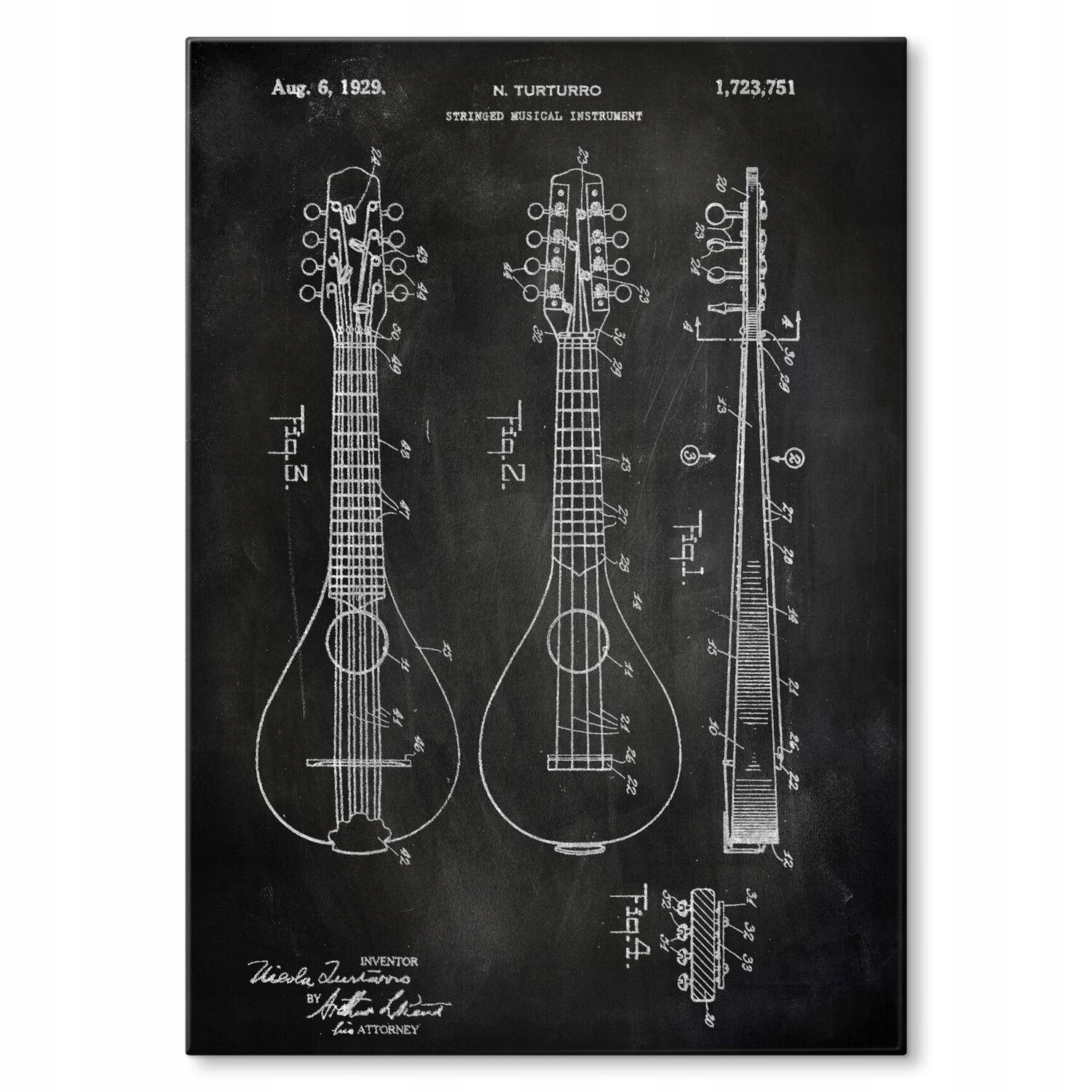Kovový plakát Stringed Instrument Slate Szyld Plech 30 x 42 cm Dárek