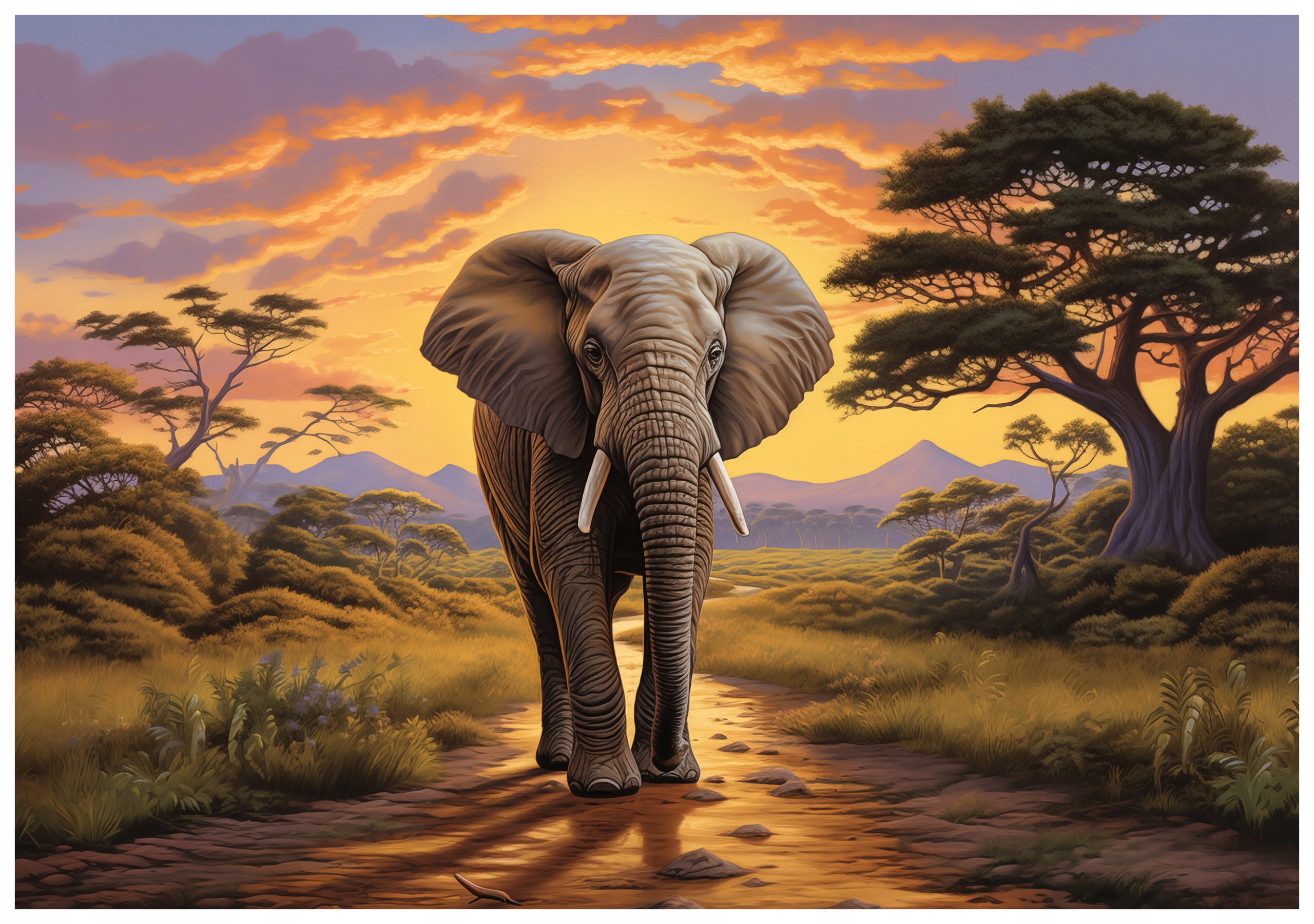 Fototapeta Slon Africký západ slnka v savane 368x254 vinylová lepidlo