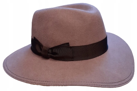 růžový vlněný dámský plstěný klobouk s velkým okrajem Coralie Skoczów 57 cm