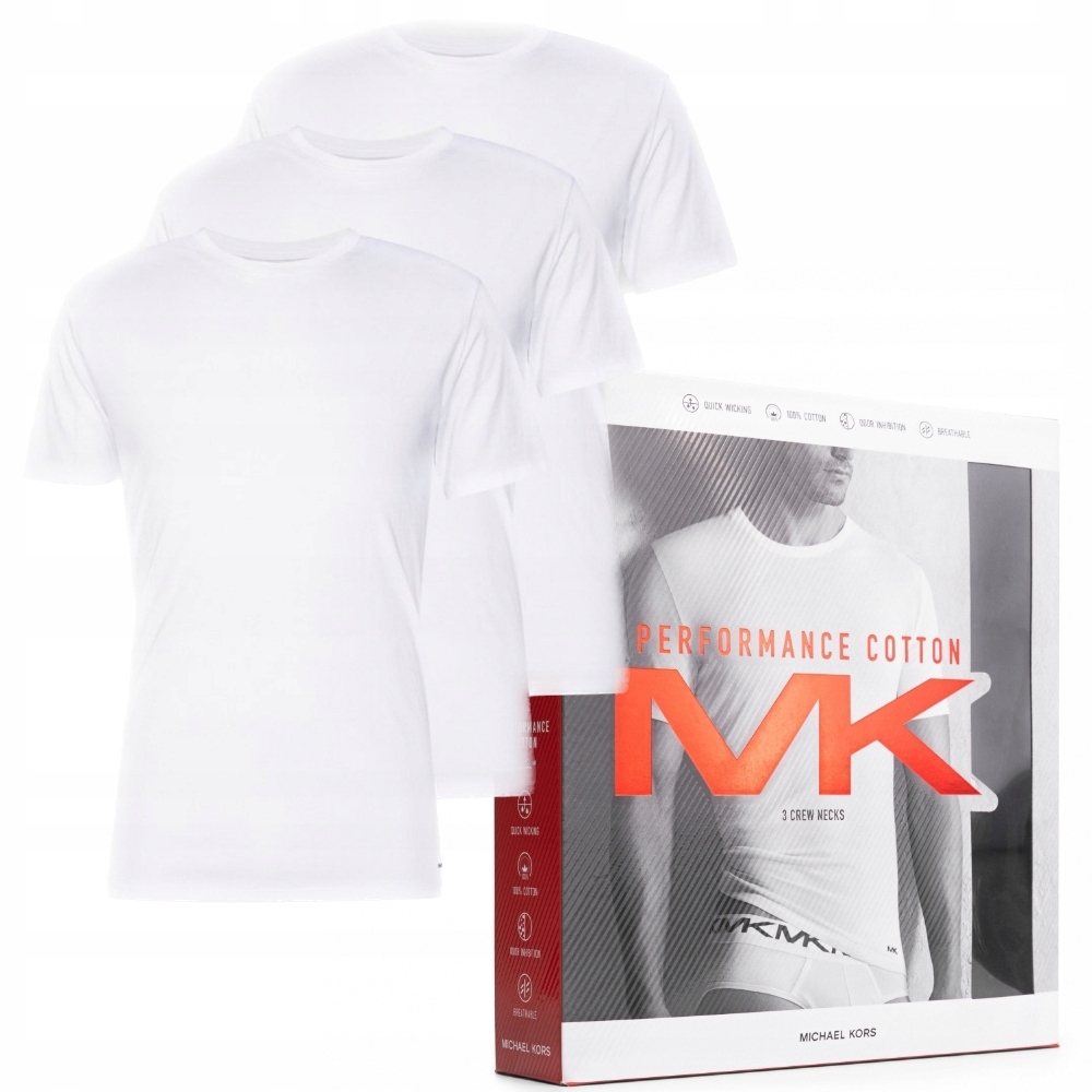 Pánské tričko Michael Kors 3 balení bílé C-neck XL