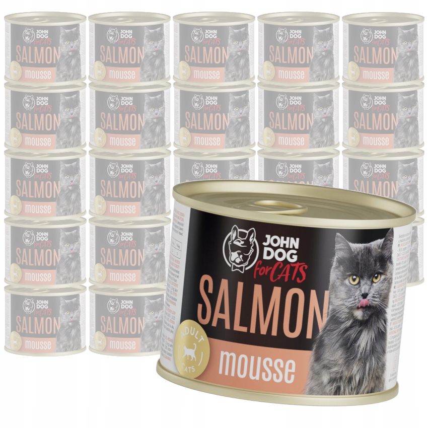 Levně John Dog for Cats Pěna s lososem 24x200 g Bezobilné Mokré Krmivo Pro Kočky