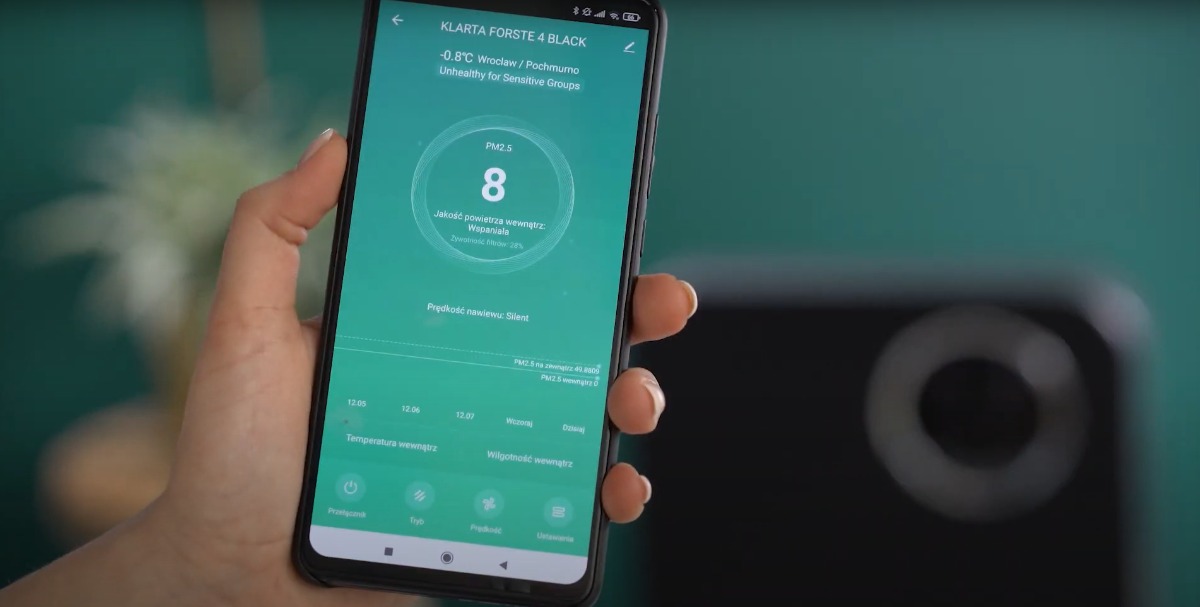 Oczyszczacz powietrza Klarta Forste 4 Black 40m² H13 Tryby pracy jonizacja wielostopniowe oczyszczanie