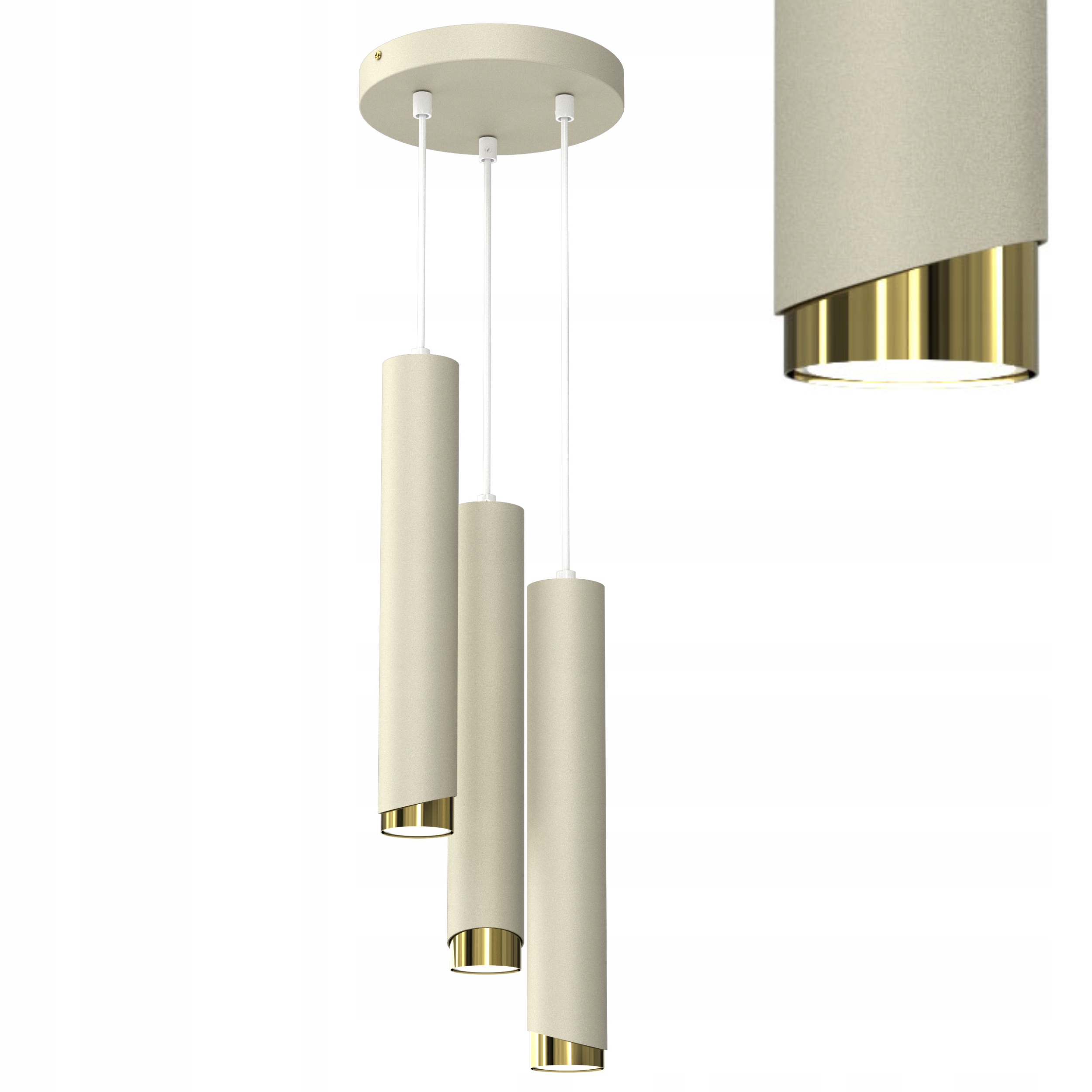 Lampa Sufitowa Wisząca Tuby Metal GU10 Loft Spot Beż Sopel