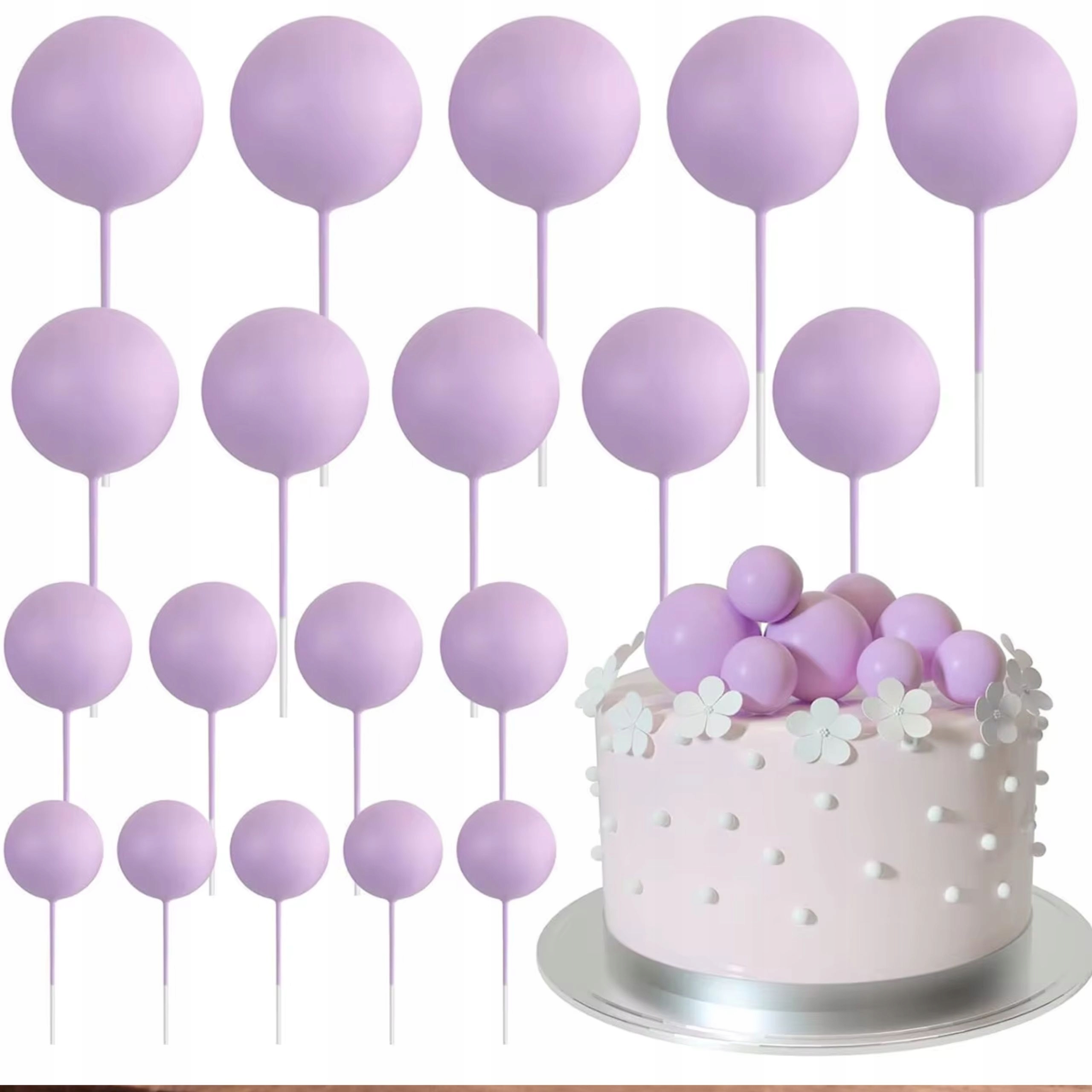 Fioletowe Kule Kulki Dekoracja Na Tort Ciasto Na Piku 20 sztuk topper toper