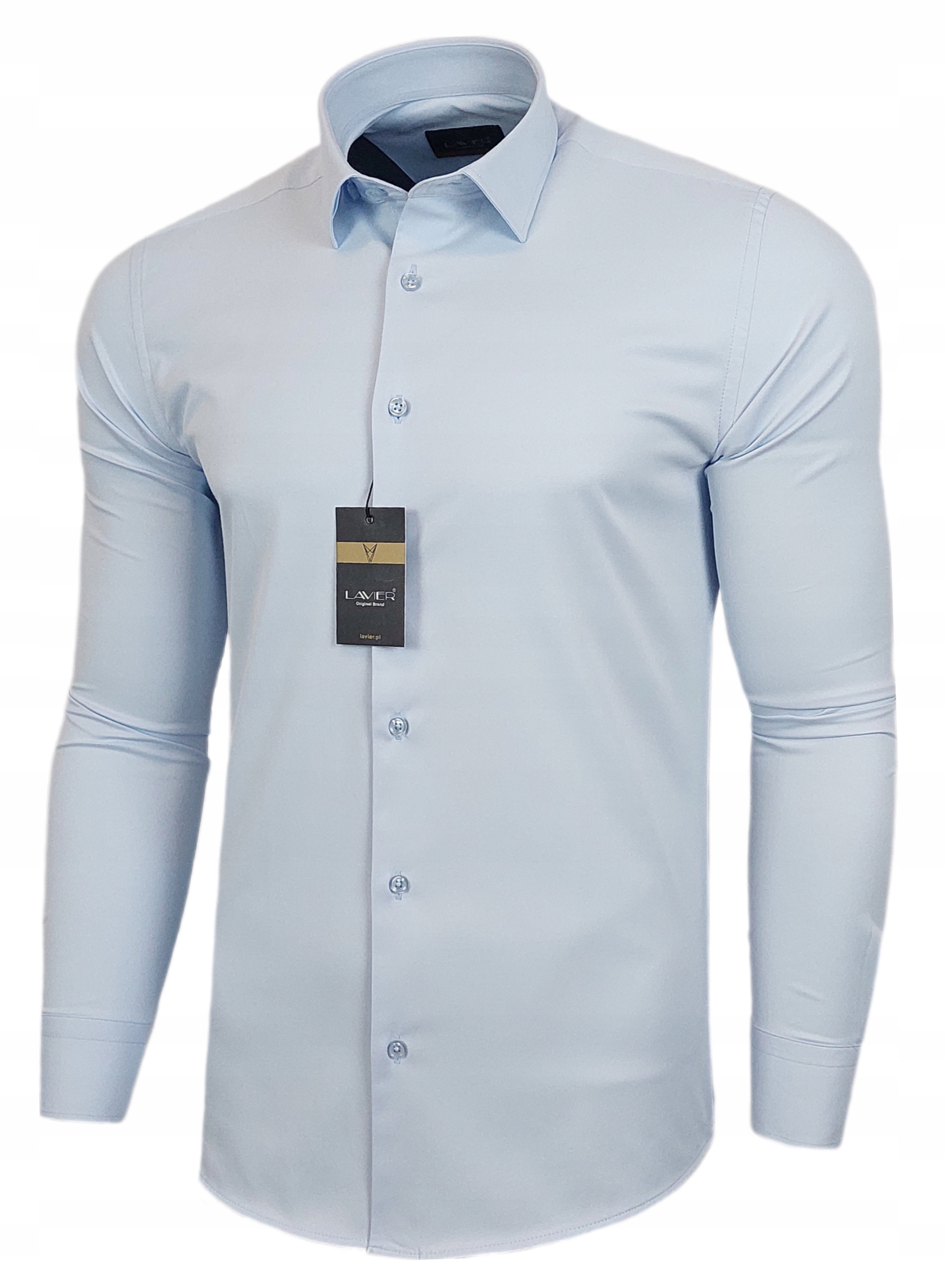 Koszula męska Błękitna dopasowana Lavier - SLIM FIT Bawełna Rozmiar M