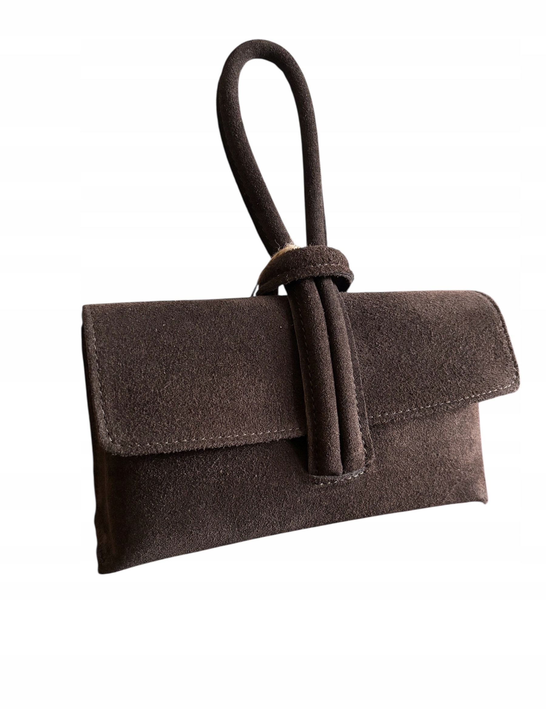 Torebka damska Vera Pelle listonoszka skóra naturalna Brązowa