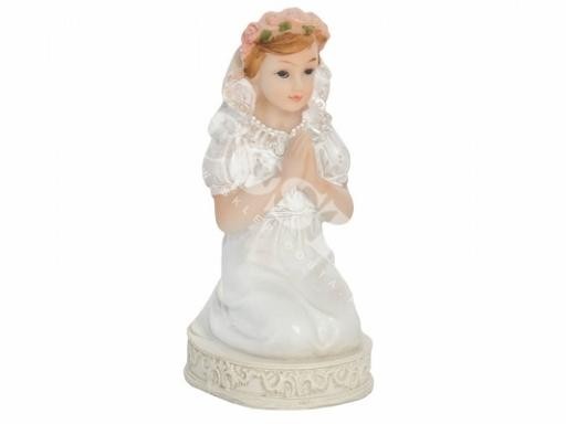

Figurka komunijna dziewczynka na tort ciasto biała
