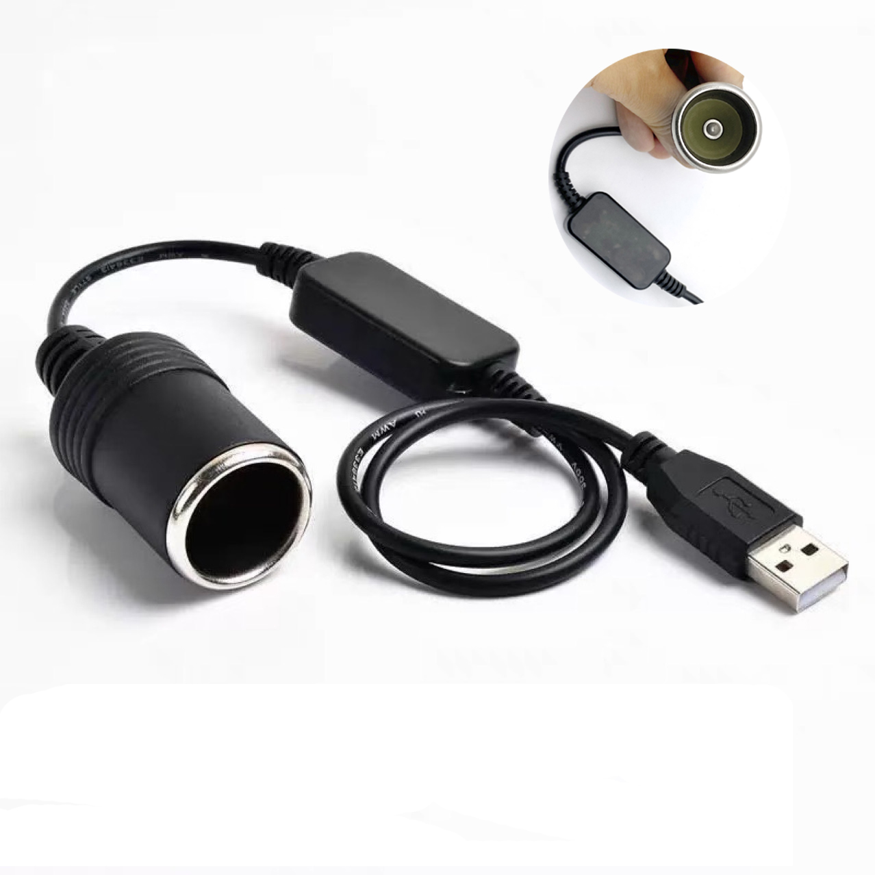 ADAPTER KONWERTER USB GNIAZDO ZAPALNICZKI 12V 1,2 M