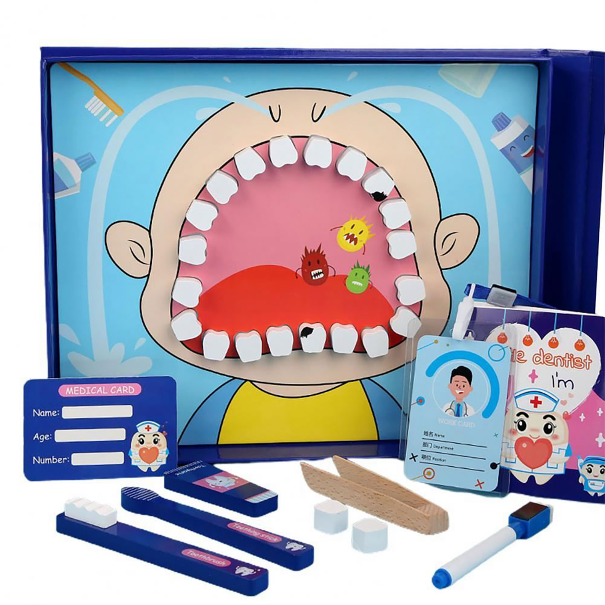 

Drewniany Zestaw Gra Mały Lekarz Dentysta