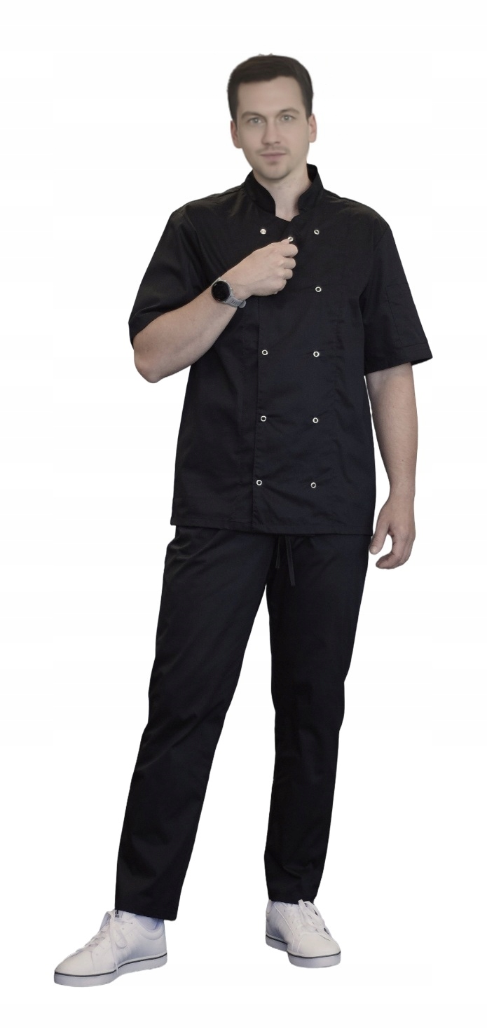 Kuchařská sada elastická mikina na druky a kalhoty černá, velikost XL