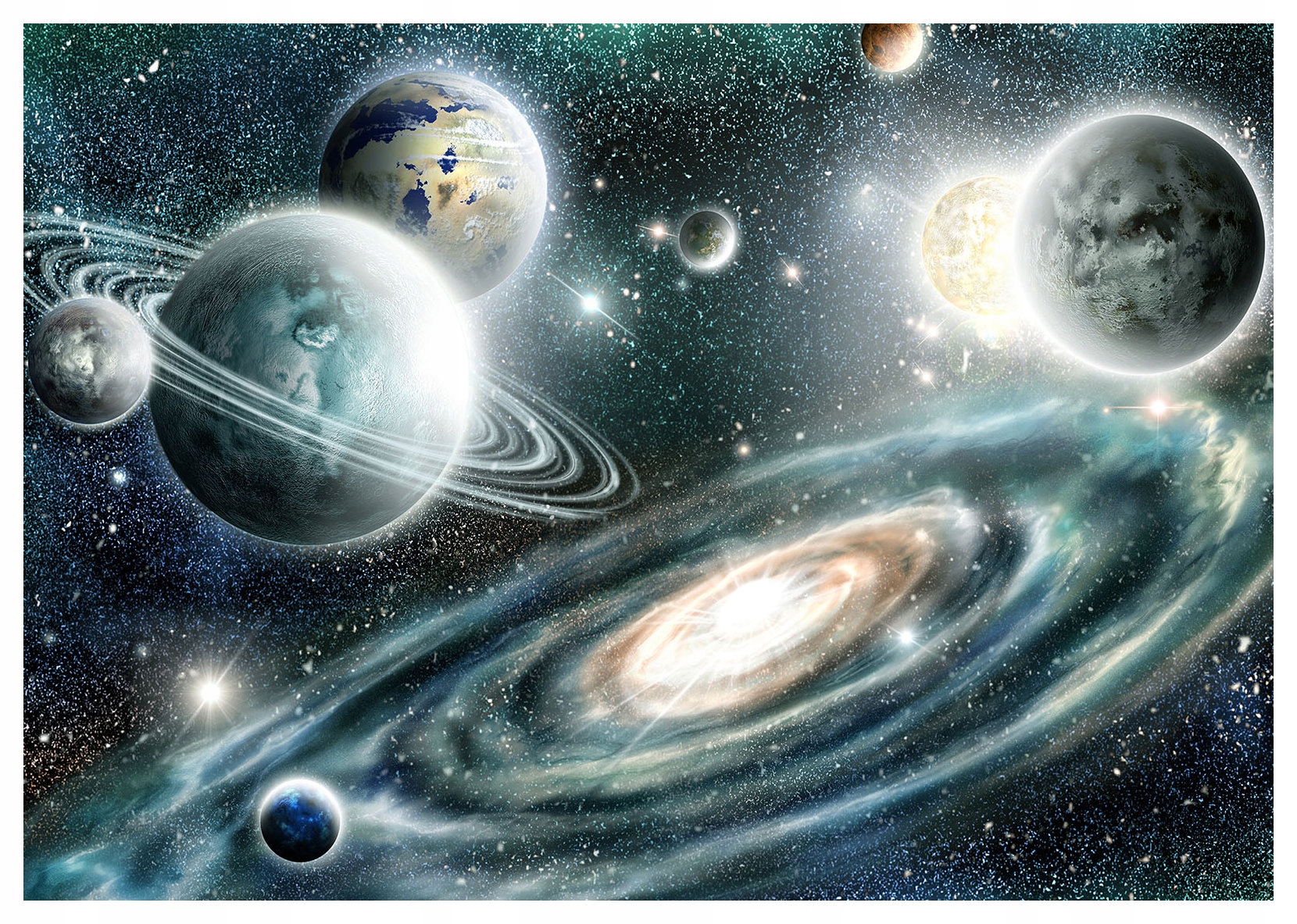 Vliesová fototapeta Vesmírna odysea Galaxie a planéty 368x254 lepidlo