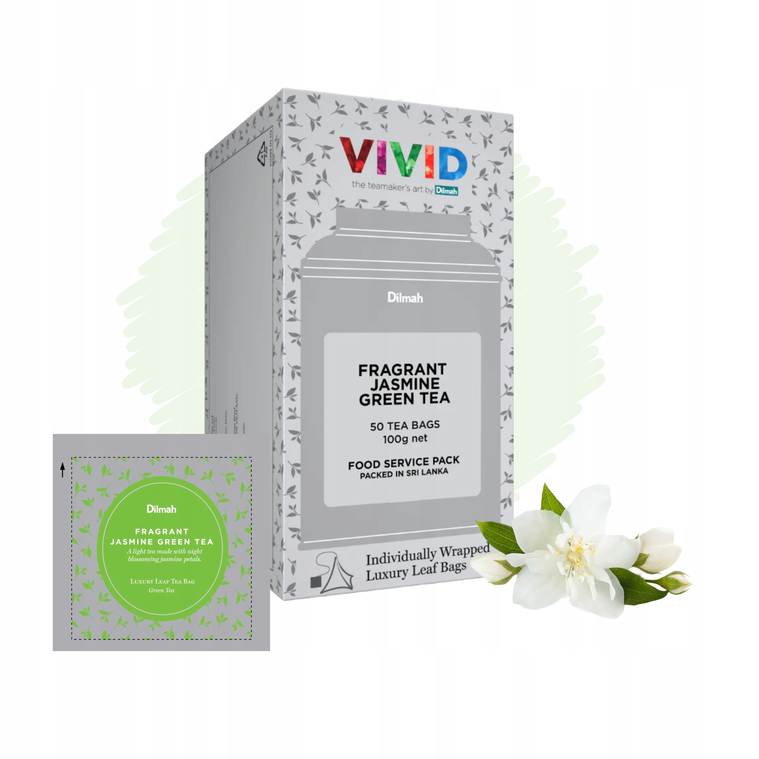 Herbata Zielona Dilmah z Kwiatami Jaśminu Natural Jasmine 50 kopert