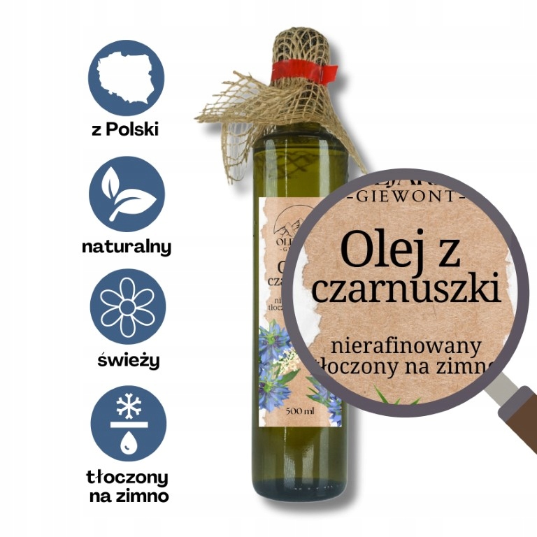 Levně Olej z černého kmínu nerafinovaný lisovaný za studena z Polska Olejárna Giewon