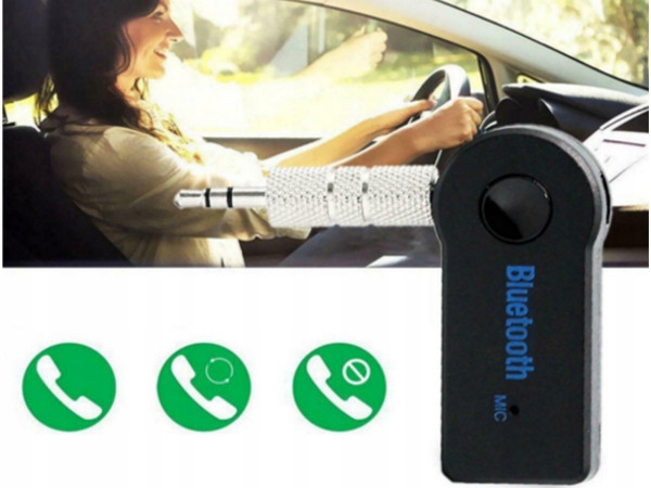 Transmiter Bluetooth AUX JACK 3,5 mm FM MP3 MP4 Cechy dodatkowe wbudowany mikrofon