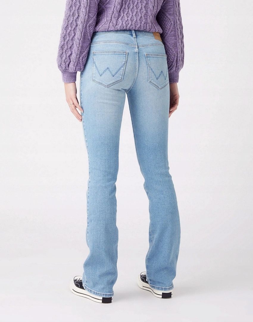 Damskie spodnie rozszerzane Wrangler Bootcut White Noise W28B47Z14 27/32