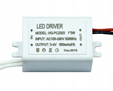 

Driver Led 3W 600mA 3 4V zasilacz 1 x 3W