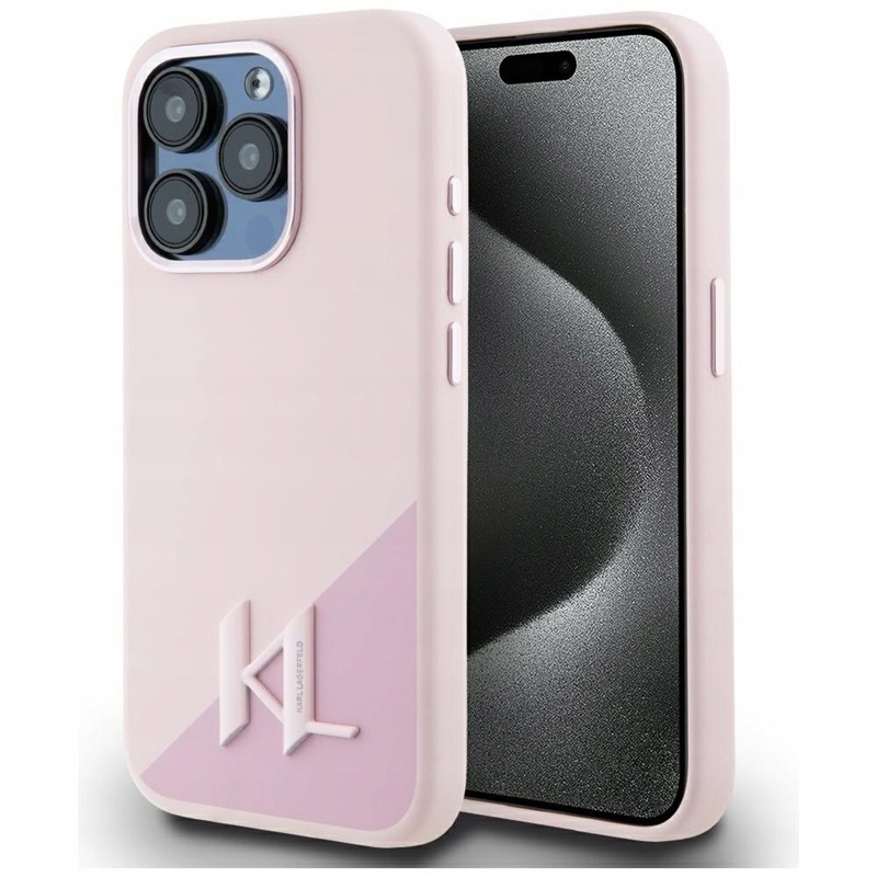 Karl Lagerfeld Silicone Shadow Metal – Pouzdro pro iPhone 15 Pro (růžové)