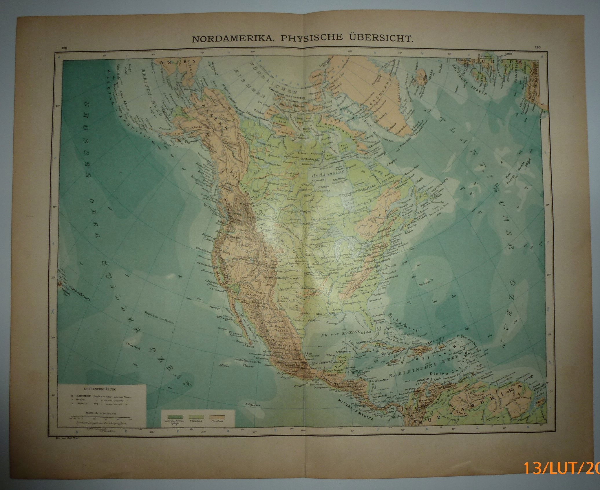 AMERYKA PÓŁNOCNA AMERYKA ŚRODKOWA 1900 Spamers Hand-Atlas