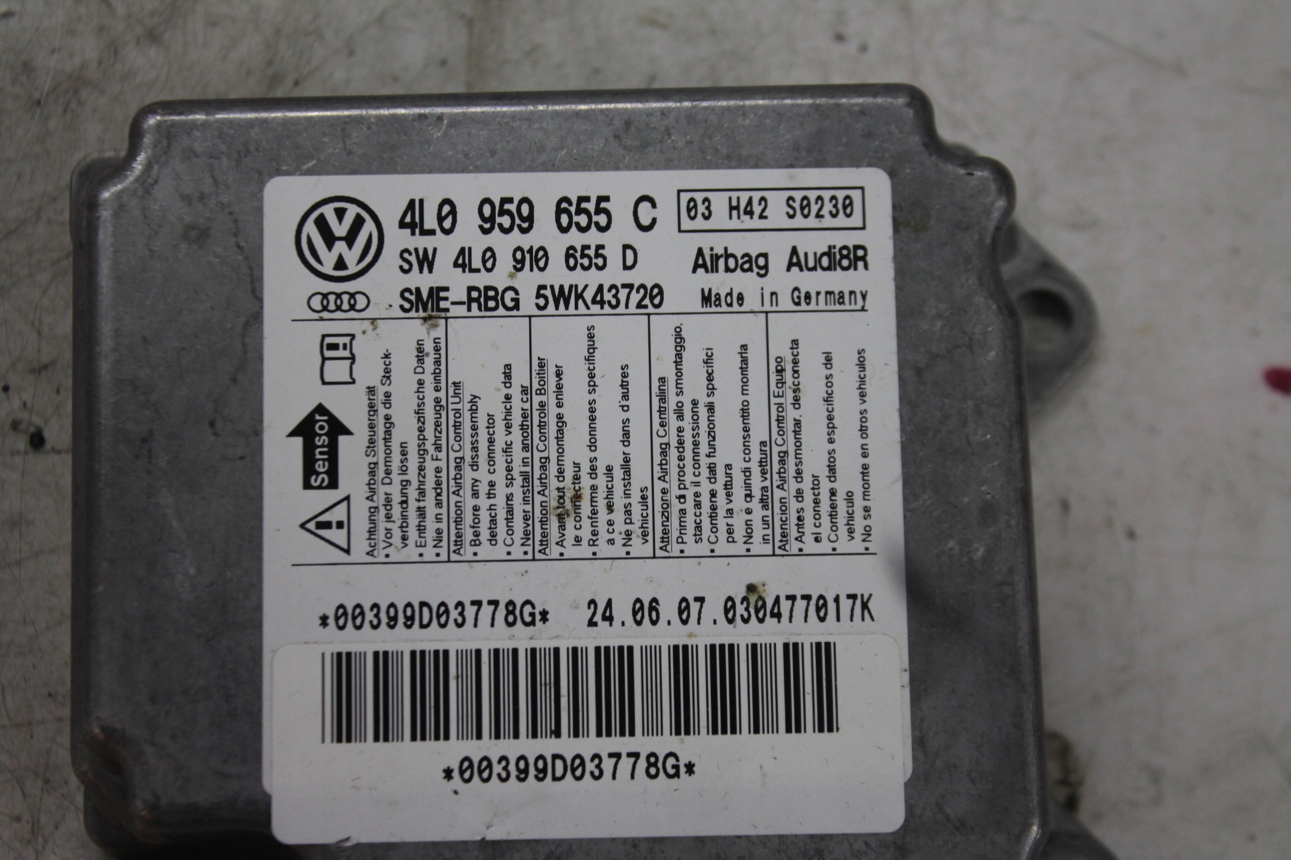 MODUL SENSOR AIRBAG 4L0959655C AUDI Q7 05-09