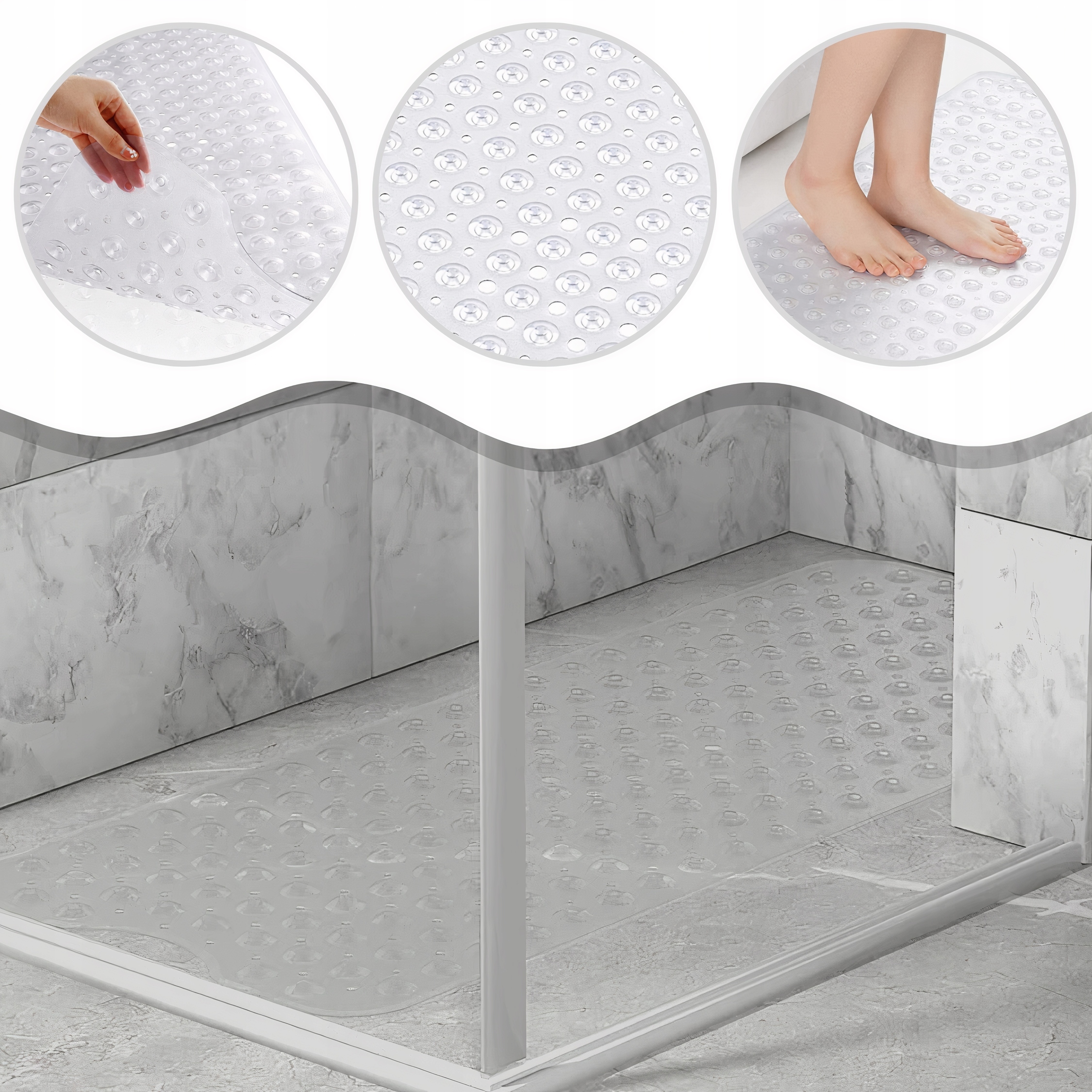 MATA ANTYPOŚLIZGOWA do WANNY PRYSZNIC ŁAZIENKOWA dywanik do łazienki Grubość 4 mm