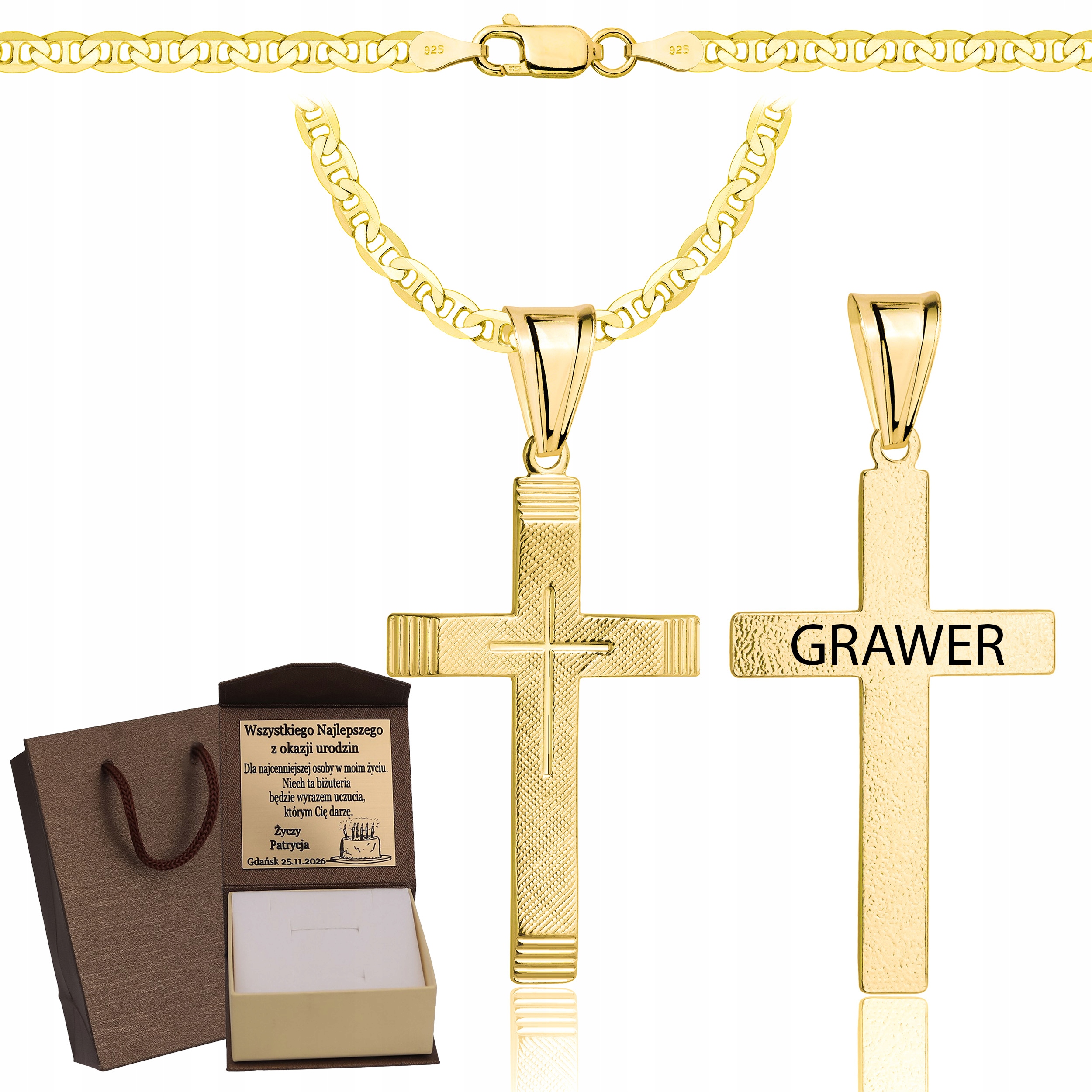 Gucci Řetízek Řetízek S Křížkem Ryzost 925 S Celým Řetízkem Gravírování Bonus