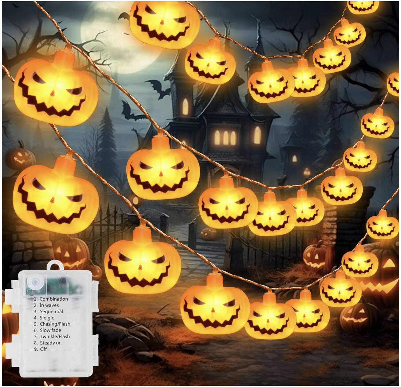 Světelná girlanda Lampičky Led Dekorace Halloween Dekorace Dýně 3,2 M Řetěz