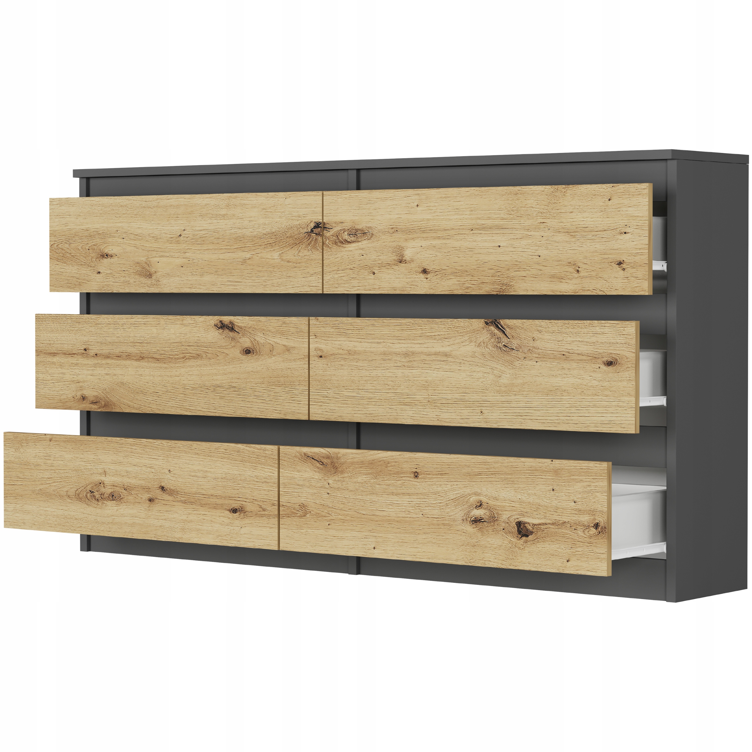 KOMODA 140 CM SZAFKA 6 SZUFLAD PRODUCENT PL R-140 ANTRACYT MIX ARTISAN