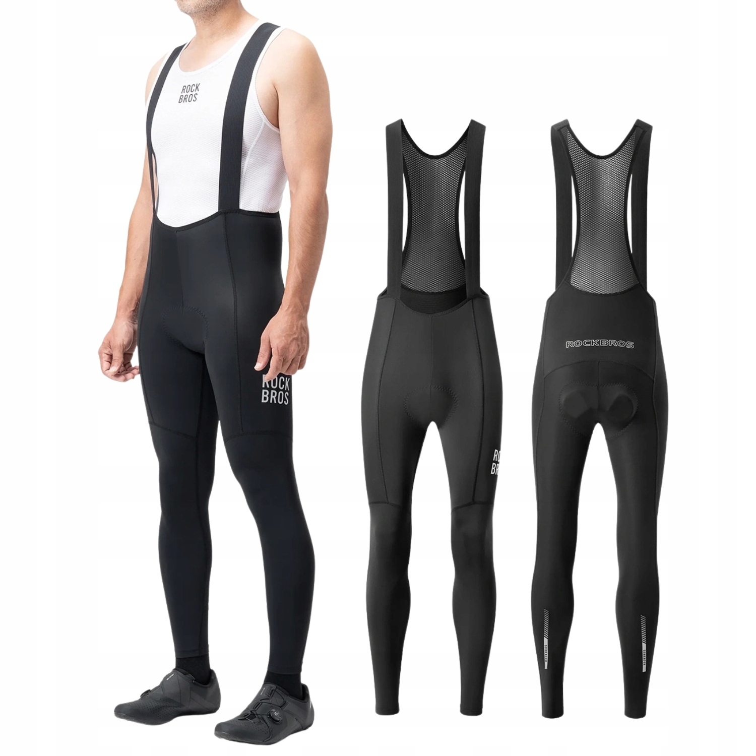 Spodnie Rowerowe Kolarskie Długie Z Szelkami Męskie Z Wkładką 2XL Rockbros