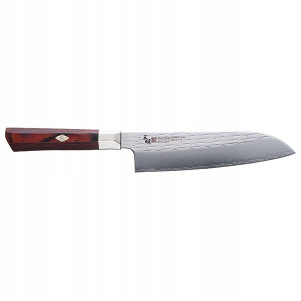 Mcusta Zanmai Santoku 180 mm Damast VG10 Red Pakka