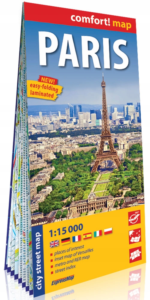 Paryż (Paris); laminowany plan miasta 1:15 000