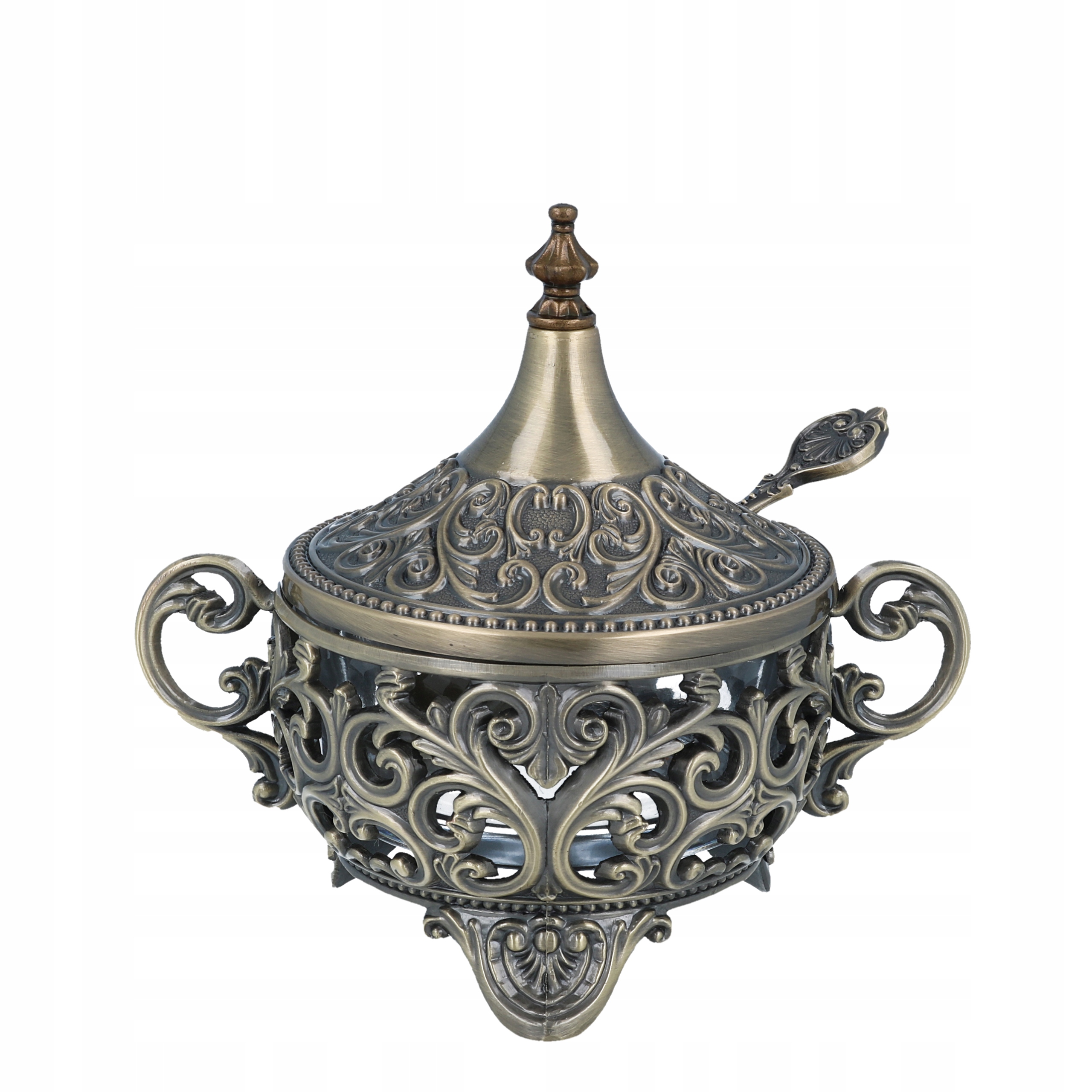 

Cukiernica z łyżeczką metal platerowana Złota