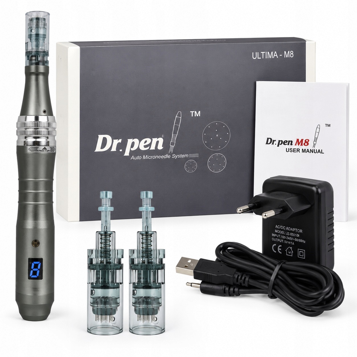 Dr Pen Ultima M8-C Mikroigłowy Przewodowy 6 Biegów +2 Kartridże Twarz Ciało