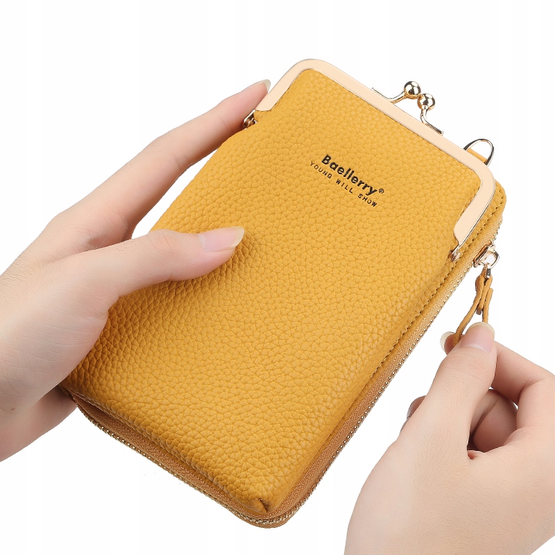 Torebka Portfel Kopertówka Na Ramię Etui Na Telefon Pudrowy Różowy Kolor okuć złoty